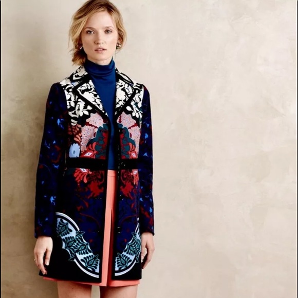 Anthropologie Jackets & Blazers - Elevenses Coat Slim Tailored black blue Stretch 10